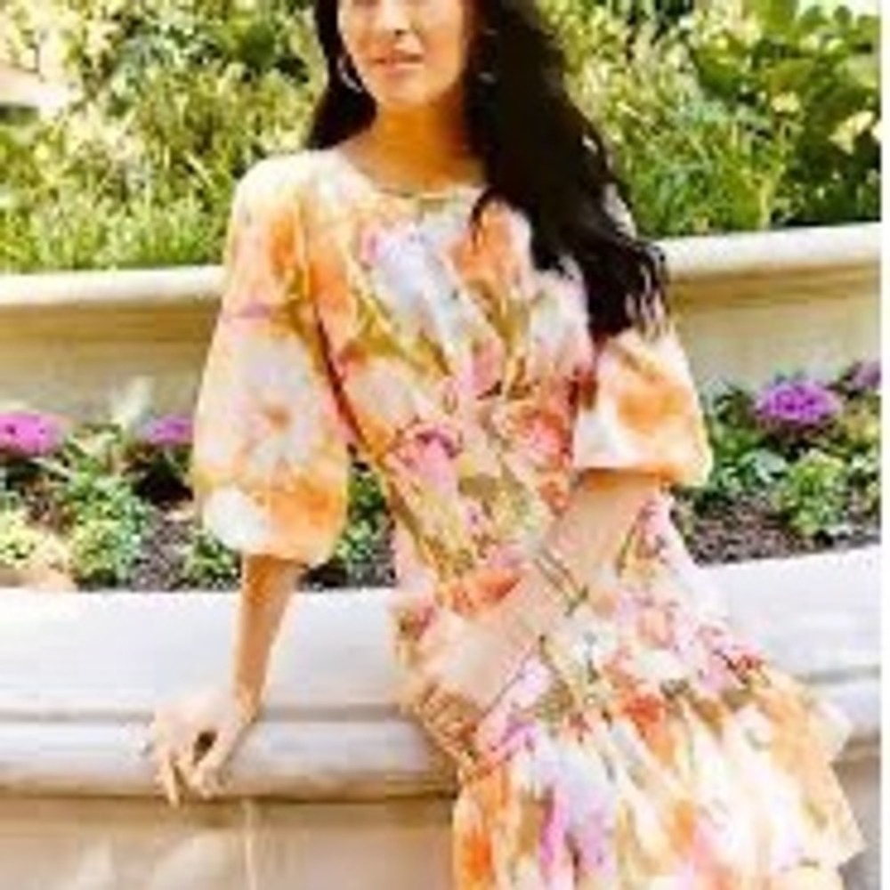 Rachel Parcell Floral Smocked Midi Dress Cottagecore Garden Party romantic S - Picture 6 of 6